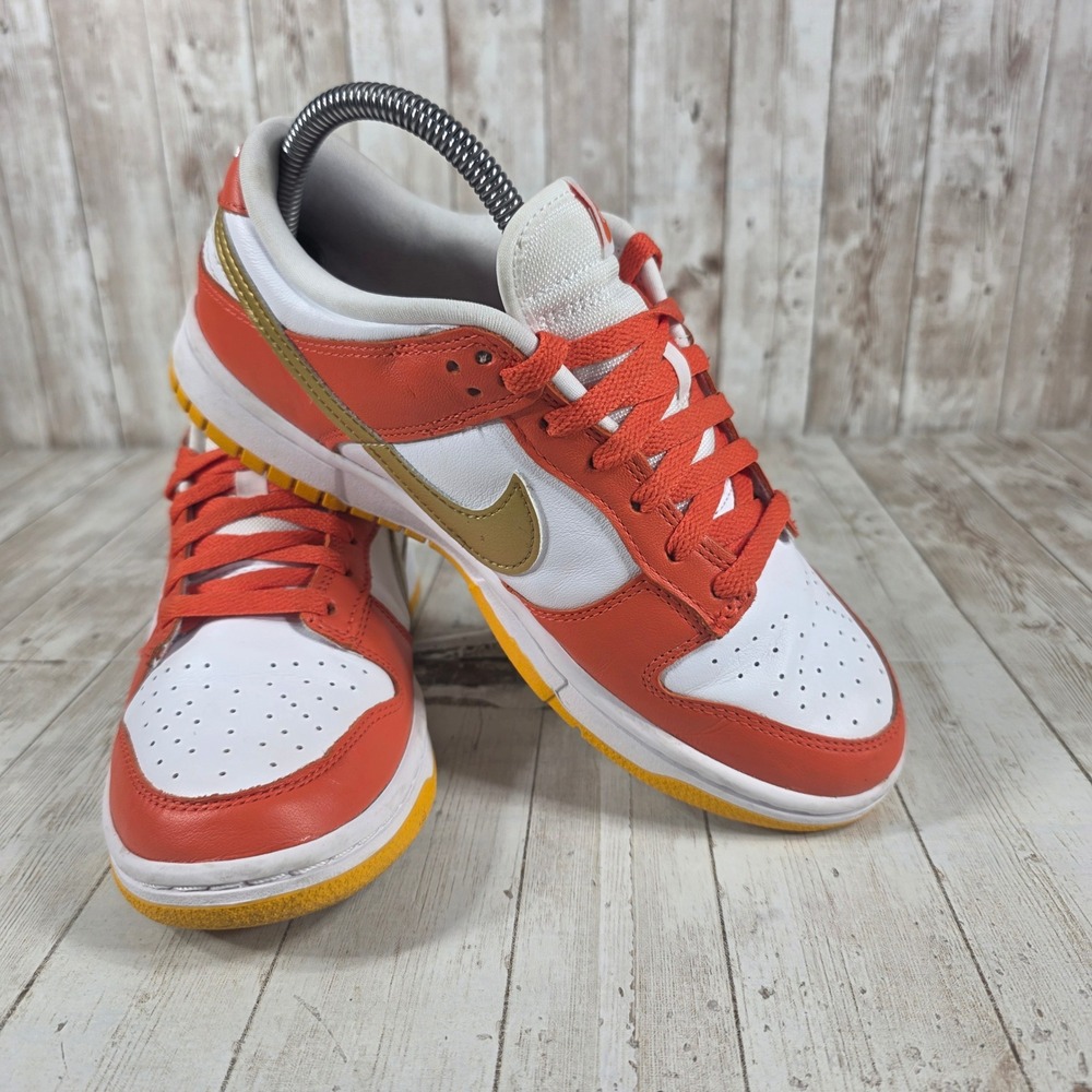 Nike Dunk Low White‎ Orange Gold GS Youth Size 7.5 DQ4690 800 - Picture 5 of 7